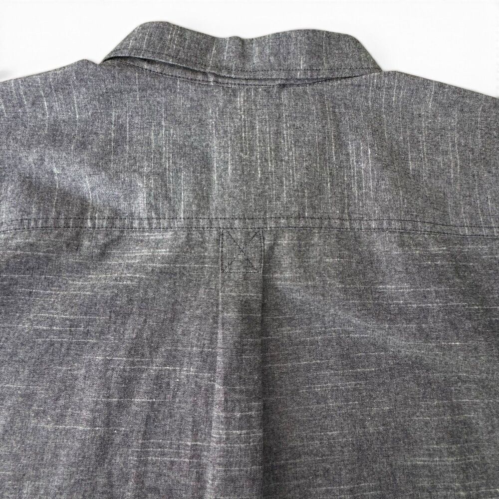 Eddie Bauer Button Up Shirt Men XXL Gray Blue Chambray NWT Short Sleeve Cotton - Picture 6 of 14
